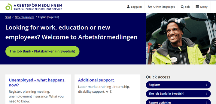 The Swedish Public Employment Service (Arbetsförmedlingen) is where most of the job vacancy ads are published by Swedish employers.